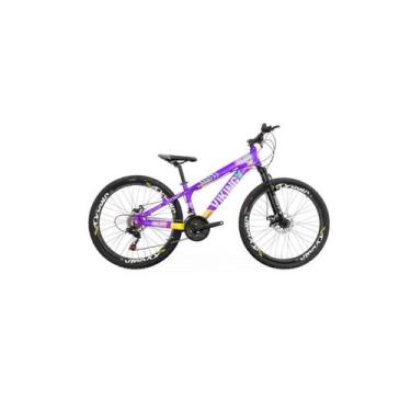 Imagem de Bicicleta Viking Aro 26 Câmbio Importado 21v Vmaxx Lílas Amarelo - Vik