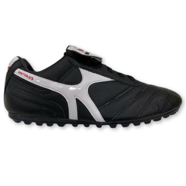 Imagem de Chuteira Society Mathaus Azzurra Retro Unissex Preto, Preto branco, 39