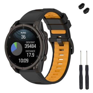 Imagem de TopPerfekt Pulseira de relógio de substituição de silicone macio de 22 mm compatível com Garmin Fenix 8 de 47 mm, para relógio inteligente Instinct 3 de 45 mm/Tactix 8 de 47 mm/Descent G1/G2 para