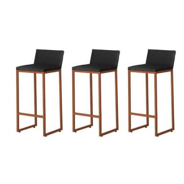 Imagem de Kit 3 Banquetas Alta Dani Reforçada Decorativa Balcão Bancada Cozinha 