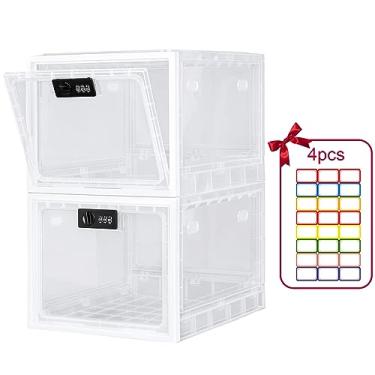 Imagem de Lalifebuss Caixas de bloqueio combinadas para itens pessoais, caixa de armazenamento com trava para armário de escritório/escola/medicina/lanches/cadeia/eletrônicos/casa (pacote com 2/preto)