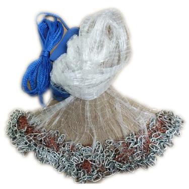 Imagem de CINGHI LUSSO Rede De Pesca Arremesso 4 A 12 Pés Raio, Água Salgada Para Isca, Armadilha Peixes, Linha Monofilamento Fácil Lançamento Com Chumbada Corrente Aço, Tamanho Malha 3/5 Polegadas - 6