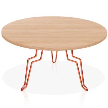 Imagem de Mesa de Centro Argélia Redonda em Aço e MDF Clean - Cobre e Jade - Gen