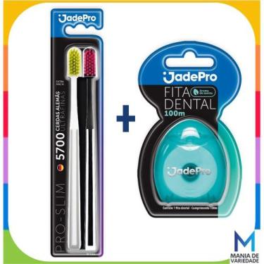Imagem de Kit 2 Escovas de Dente 5700 Cerdas Ultra Finas + 1 Fita Dental Premium