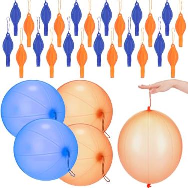 Imagem de Soulchen 24 Pcs Blue and Orange Party Decorations Punch Balloons Bulk for Decorations Punching Balloons Thickened Ball with Rubber Band Handle for Kids Birthday Party Gift Goodie Bag Supply