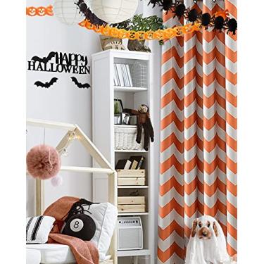 Imagem de Melodieux Cortinas Chevron modernas para sala de estar, sala de jantar, cortinas de janela superior com ilhós escurecidos, isolamento térmico à prova de som, para quarto, 213 cm de comprimento, 132 x