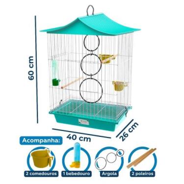 Imagem de Gaiola para Calopsita Agarponis com Teto Chinês Completa com Acessório