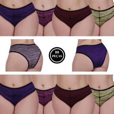 Imagem de Kit 10 Calcinha Grande Plus Size Calcinha Pós parto Alta Compressão - 