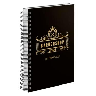 Imagem de Agenda Comercial 2026 Personalizada Capa Dura Barbearia Barbeiro Ouro