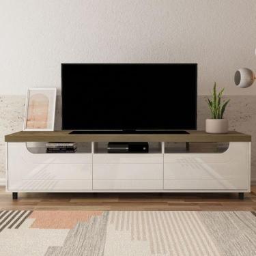 Imagem de Rack Tv 75 Pol 200cm com 2 Portas Abel Pinho/Off White A09 - Mpozenato