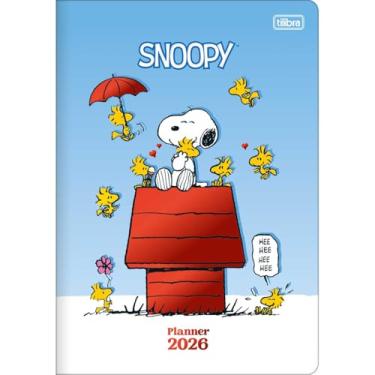 Imagem de Planner 2026 MENSAL, 17,8 x 25,4 cm,90g, Grampeado CAPA AZUL Snoopy