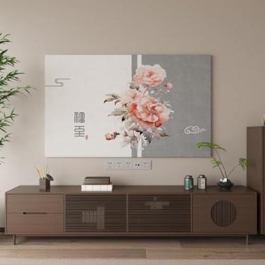 Imagem de Capa protetora contra poeira para TV de luxo leve para TV LCD LED montada na parede protetor de tela de TV macio moderno protetor de tela minimalista sala de estar decoração-flor 1||49-52 polegadas