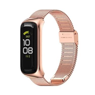Imagem de Pulseira de metal para relógio Samsung Galaxy Fit 2, pulseira de substituição (ouro rosa míano)