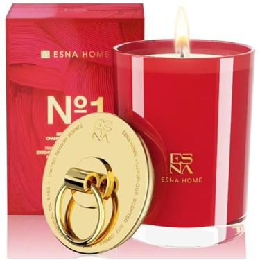 Imagem de Velas perfumadas premium ESNA HOME – Fragrância concentrada, óleo essencial infundido – cera de soja natural, pavio de algodão, pote de armazenamento decorativo, caixa de presente de vidro, 4.15''H，3.15''Diameter