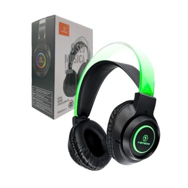 Imagem de Fone de Ouvido Sem Fio com LED RGB, Cancelamento de Ruído, Headset Bluetooth Gamer com Iluminação, Preto