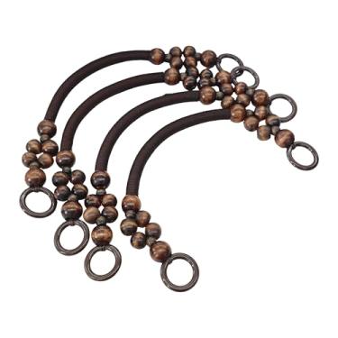 Imagem de pson 4 peças de alças de bolsa de madeira com contas de 45 cm, alças de bolsa de corda de nylon para bolsa de crochê DIY, bolsa de praia, bolsa de palha, suprimentos para fazer bolsas (café)