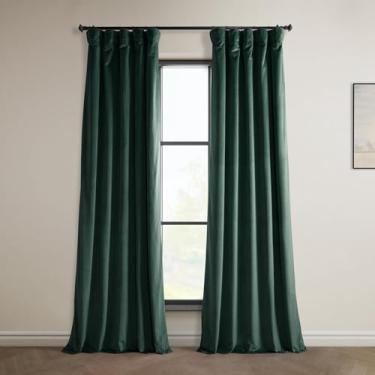 Imagem de HPD Half Price Drapes Cortinas de veludo de pelúcia Heritage para quarto e sala de estar 50 x 84, VPYC-179759-84 (1 painel) verde silvicultura