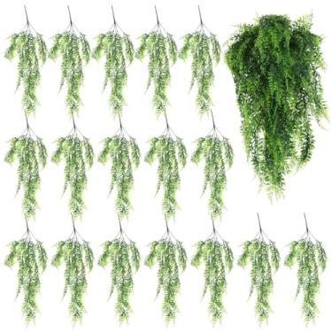 Imagem de 20 peças de plantas artificiais penduradas, trepadeiras de samambaia de plástico falso, videiras decorativas de vegetação sintética para decoração interna e externa, textura de folha realista