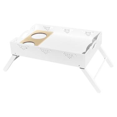 Imagem de Bandeja Café Da Manhã Na Cama Mesinha Decorativa Luxo Pes dobravel (Branco)