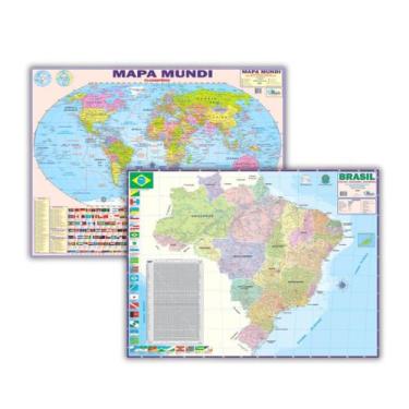 Imagem de Mapas Políticos e Rodoviários: Mundi + Brasil - Dobrados - Escolar - M