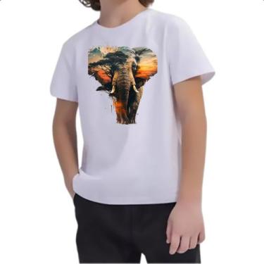 Imagem de Camiseta Infantil Elefante africano paisagem corporal - Alearts, 6