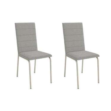 Imagem de Cadeira de Cozinha Amsterdã 2C091 Aço Kit 2 Un Niquel/Boucle Cinza - K