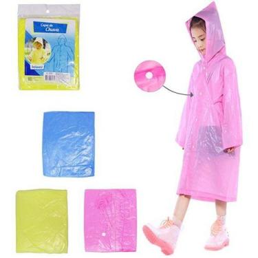 Imagem de Capa de chuva infantil de pvc com botao colors azul / rosa 106x115cm -