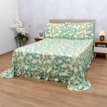 Imagem de Colcha King super King 3 Pçs Babado Micropercal Cobre Leito - RAFALORO