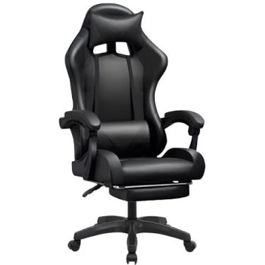 Imagem de Cadeira Escritório Gamer Ergonômica Reclinável Confortável Com Rodinha E Apoio Para Os Pés(Preto)