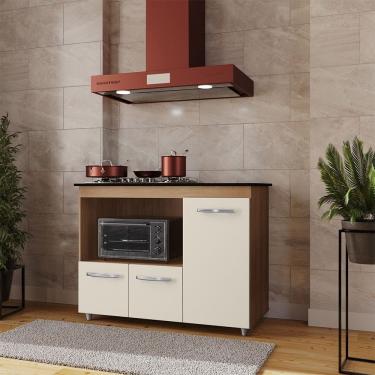 Imagem de Balcão Ana Para Cooktop e Forno Micro-ondas 03 Portas Savana Off White Moblis