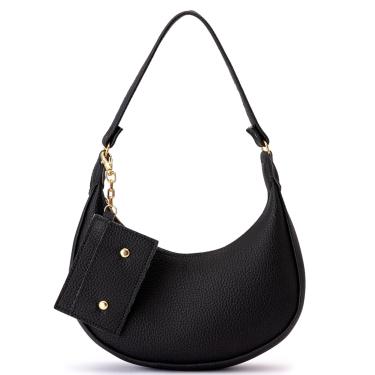 Imagem de Bolsa Feminina Baguete Meia Lua Transversal de Ombro Pequena Porta Cartao Luísa Rinaldi Preto  feminino