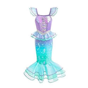 Imagem de Vestido Fantasia Princesa Sereia Ariel Festa Fundo Do Mar - Baby Plush