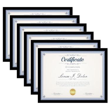 Imagem de Hongkee Conjunto de 6 porta-retratos de 21 x 28 cm, preto, 21 x 28 cm, para certificado de documentos, diploma de prêmio, pendurar na parede ou mesa