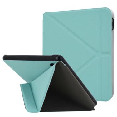 Imagem de DMLuna Capa com suporte bidirecional origami para Kobo Libra Color (modelo: N428, versão 2024), capa protetora de couro PU premium fina e leve com função hibernar automática - azul claro