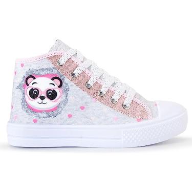 Imagem de Tênis Feminino Infantil Panda Glitter Botinha Menina (Cinza, BR, Criança de 4 a 8 anos, Faixa Numérico, 25, 26)