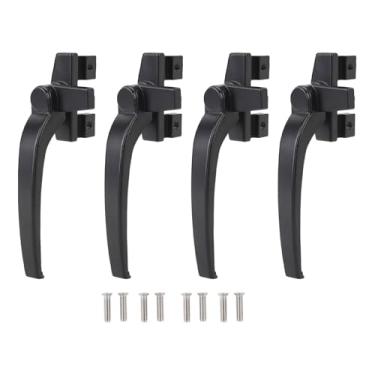 Imagem de Janela Handle Lock Liga de alumínio Janela deslizante Handle Mecanismo de bloqueio seguro para Vertical Horizontal deslizante janelas e portas Conjunto de 4 com parafusos (Preto)
