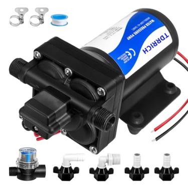 Imagem de TDRRICH Bomba D'Água De Diafragma Para Rv 12V Piscina, Mangueira Reforço Pressão 4 Câmaras 330Gph Gramado, Aspersor Elétrico Jardim 5,0Gpm 70Psi Barcos Marinhos, Banheiro E Cozinha