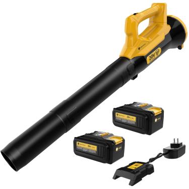 Imagem de Orientools Soprador de folhas sem fio de 20V com baterias de 2 × 4,0 Ah, 79–100 MPH, 280–370 CFM, disparador de velocidade variável, 2,3 kg, tempo de execução de 90 min