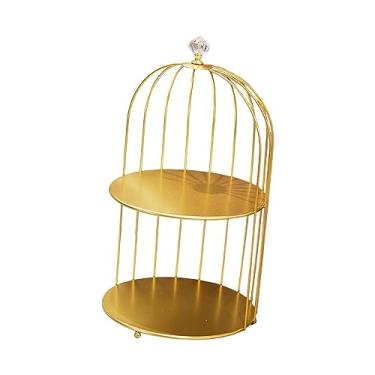 Imagem de Esquirla Suporte para bolo, porta-maquiagem para banheiro, joias, perfume, cômoda, organizador, rack de cosméticos, para do banheiro, presentes, ouro 2 níveis