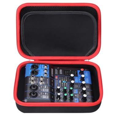 Imagem de Estojo rígido de armazenamento compatível com mixer estéreo YAMAHA MG06X/MG06 6 entradas/AG03/AG03 MK 2/AG06MK 2, bolsa de transporte rígida protetora (somente case) (preto + vermelho)