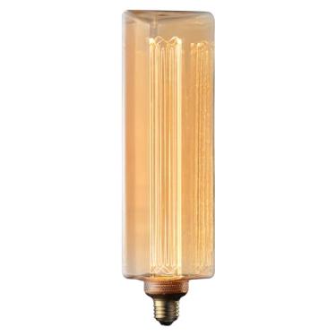 Imagem de ESCENA Lâmpada Decorativa Led Craftsmanship Series, Prisma Triangular De 3,5 W, 32 Cm Comprimento, Edison E26 Vintage, Lâmpadas Filamento Virtual Reguláveis, Vidro Âmbar, 2000 K, Suave E Quente, Lis