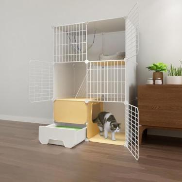 Imagem de Cercadinho Para Gatos Gaiolas Para Gatos Gaiola Para Gatos Diy Interna, Caneta Para Animais Pequenos Com Porta, Gaiolas De Malha De Arame Para Uso Interno/Externo, Cercad, White, 75x49x111cm1
