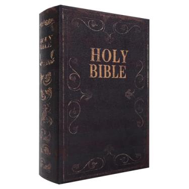 Imagem de XIAOAIKA Caixa decorativa de madeira, caixas de livros falsas vintage com fecho magnético, armazenamento secreto, capa de couro de aparência antiga para estante de livros ou decoração de escritório (1