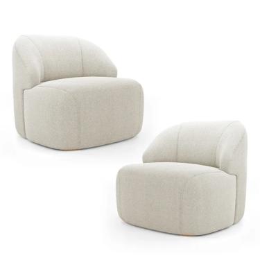 Imagem de Kit 2 Poltronas Organica Decorativa Eloa Boucle Bege - Londrilar