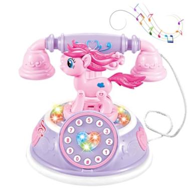 Imagem de Brinquedo Educativo Telefone com Sons Luzes Coloridas e Design Pony Unicórnio