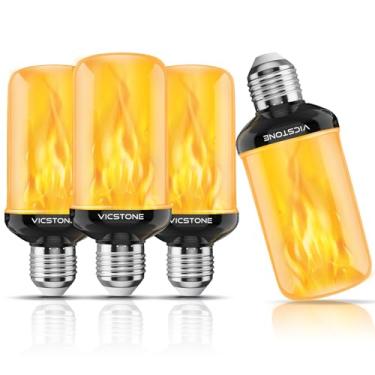 Imagem de Vicstone Lâmpadas LED de chama atualizadas, lâmpadas cintilantes de 4 modos com efeito de cabeça para baixo, lâmpada de fogo E26 27 para varanda, festa, pátio, casa, Halloween, Natal, interior