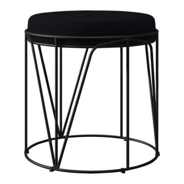 Imagem de Puff Decorativo Aramado Preto Zaya L02 Suede Preto - Lyam Decor