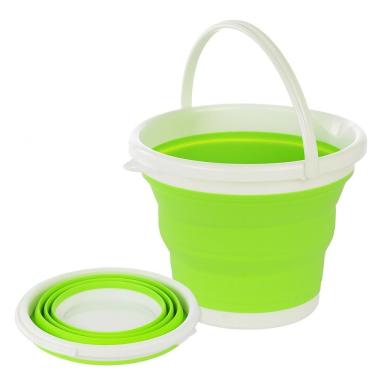 Imagem de Balde Flexivel Silicone Dobravel Cesto Portátil Flash Mop Grande Para Roupa Agua Gelo Multiuso 10L Verde