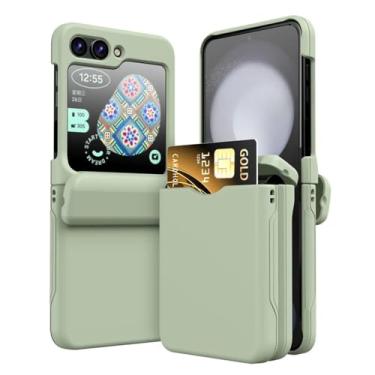 Imagem de Dobradiça completa de plástico com suporte para cartão capa de telefone para Samsung Galaxy Z Flip 6 5 4 3 Flip6 Flip5 Flip4 Flip3 5G Capa, verde, para Galaxy Z Flip3
