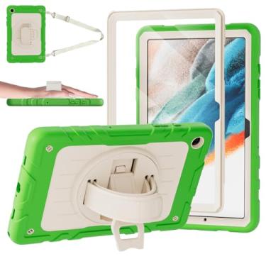 Imagem de Stweap Capa para Samsung Galaxy Tab A9+/A9 Plus 11 polegadas 2023 (SM-X210/X216/X218), capa protetora resistente à prova de choque com protetor de tela, suporte giratório e alça de mão/ombro (verde +
